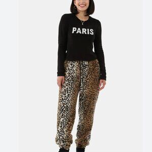 NWT No Boundaries Leopard Plush Jogger Pants L